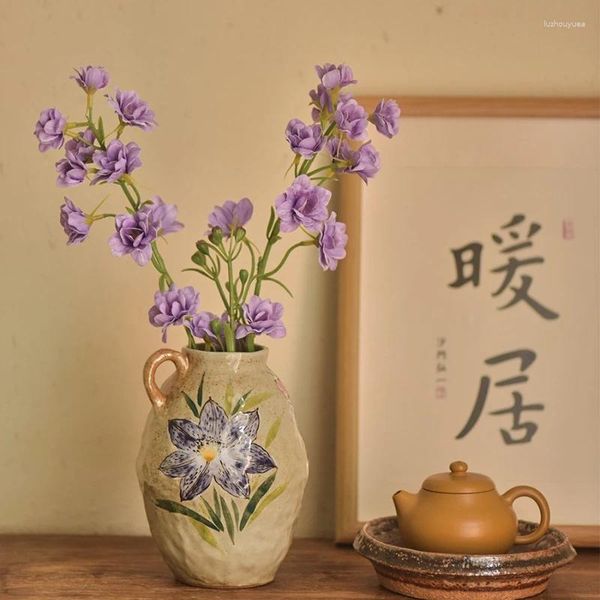 Vasi Aquatic Ceramic VASE SOGGIORNO SOGGIETTO Disposizione floreale in stile giapponese Decorazione di girasole dipinta a mano singola
