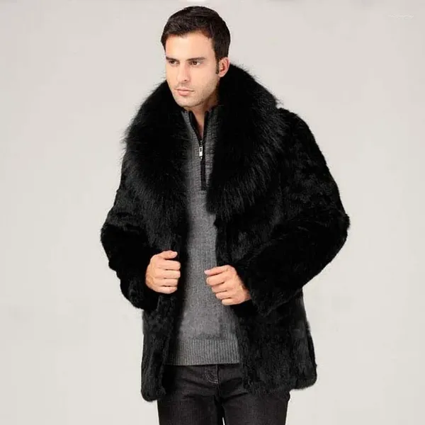 Erkek Ceketler 2024 Kış Giysileri İmitasyon Ceket Yakası Yaka Sıradan İnce Ceket Üst Sahte Deri Moda Motoqueiro