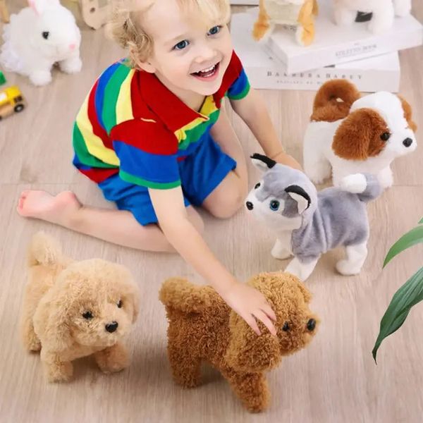 Cani giocattoli per bambini che cammina e abbaia coda che scodinano peluche per animali elettronici cuccioli Montessori giocattoli per ragazze Toddlers Kids 240422