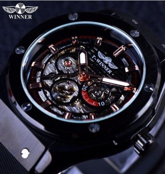 Design de esporte de moda vencedora Case de aço inoxidável masculino Top Brand Luxury Silicone Watch Rubber Automatic Male Wrist Watch9518050