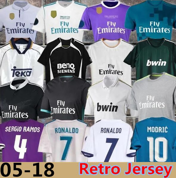 Real Madrids Retro Soccer Trikots Finale Fußballhemd Guti Benzema Seedorf Carlos Ronaldo Kaka 03 04 06 07 11 13 15 16 17 18 Zidane Raul Vintage Modric Figo Kits