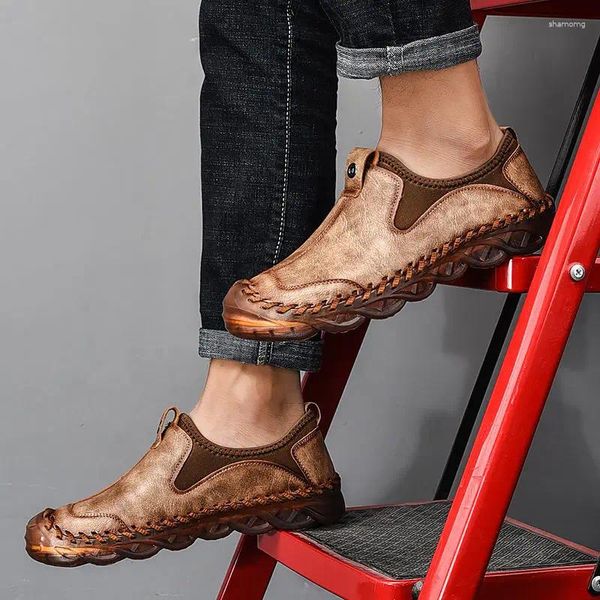 Scarpe casual in pelle fatta per uomo sport traspiranti 2024 pigri classici zapatillas hombre