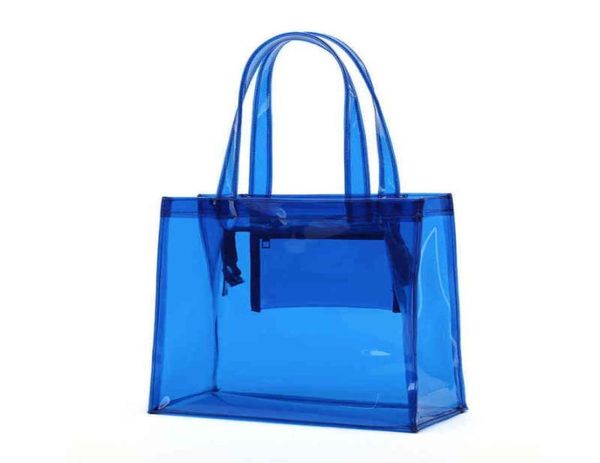 NXY -Einkaufstaschen Clear Color PVC Strandbeutel mit Reißverschluss Schließung Transparent Tot
