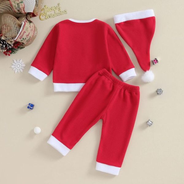 Set di abbigliamento baby Babbo Natale costume di lussuosa giacca di Natale pantaloni da cappello da cappello (rosso)
