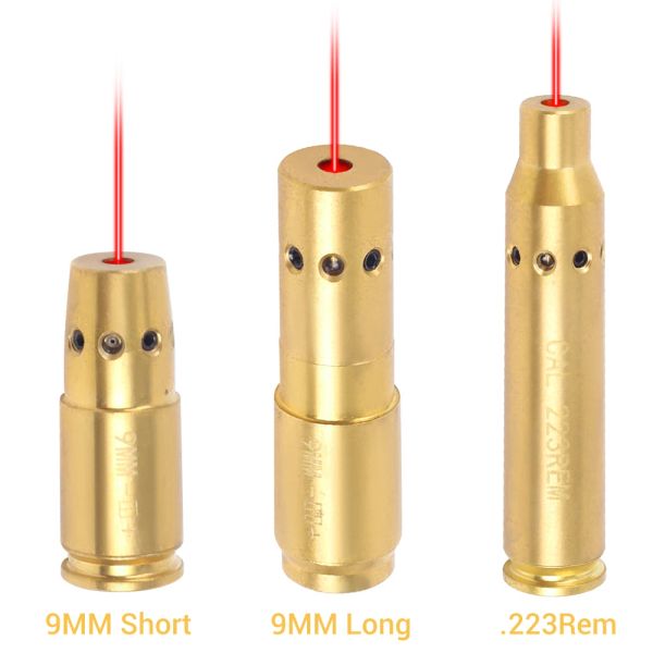 Escopos táticos de ponto de laser vermelho tático para 9mm 223Rem Boresighter Hunting Gun Cartidge Brass Laser Pointer Airsoft Acessórios