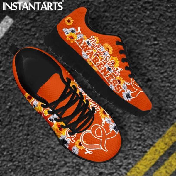 Scarpe casual istantart girasole di girasole multipla consapevolezza della sclerosi multipla femmina sneaker leggera in pizzo piatto per donne comode zapatillas