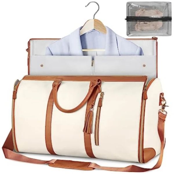 Taschen PU Cabrio Kleiderbeutel mit Schultergurt an Duffel -Tasche für Männer 2 in 1 hängende Kofferanzug Reisen Reisetaschen Sack