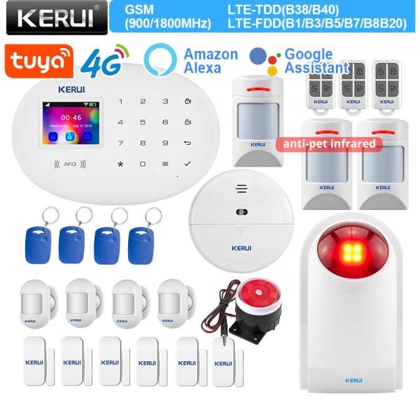 Controle Kerui W204 4G WiFi GSM Alarm ALARM ANTIPET MOTOR DE SENSOR DE MOTOR SISTEM