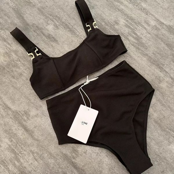 Designer de alta qualidade de verão praia feminina biquíni bordado bordado impressão de moda dividida malha damas sexy biquíni maiô de duas peças s-xl 5 cores