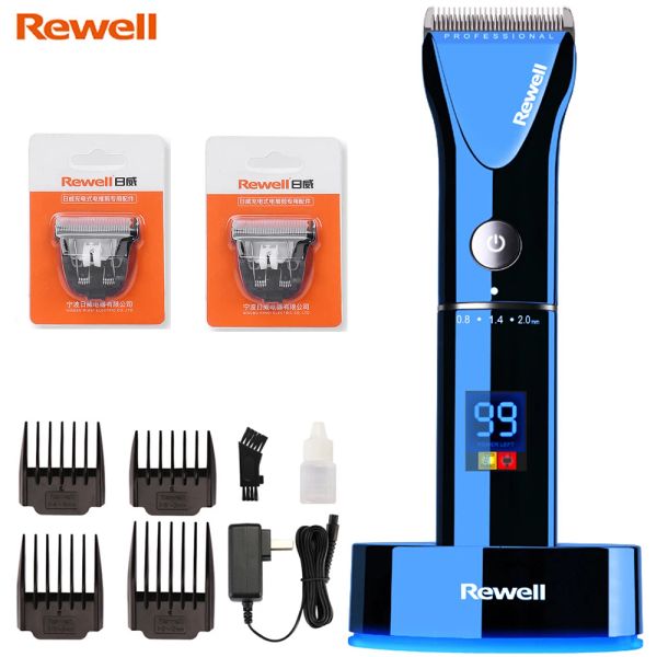 Clippers Rewell F17 Cabelo elétrico profissional Clipper de lítio Recarregável Aparador de cabelo barba barba Titanium Máquina de cortador ajustável