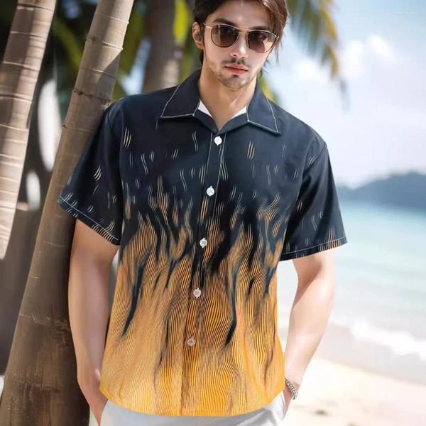 Herren lässige Hemden Sommer Beach Shirt Männer Florale Mode Hawaiian Flamme Kurzärmeleinbrust importierten Kleidung Streetwear Resort