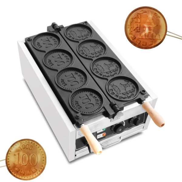 Versiegelung kommerzielle elektrische Waffel 4pcs Münze Käse Mini Waffel Form Backmaschine Münzform Chicken Waffel Form Goldmünze Brothersteller