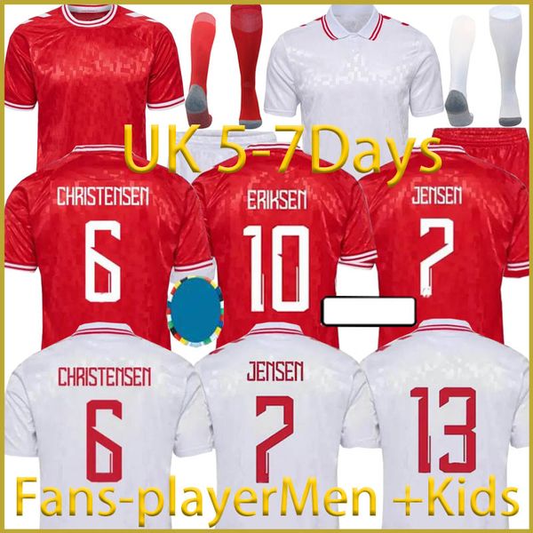 2024 New Dänemark Soccer Jersey24 Euro -Pokal Chicharito Camisetas Nationalmannschaft Home Away Player Version Football Shirt Christensen Jensen Eriksen Dolberg Kids Kit DG DG