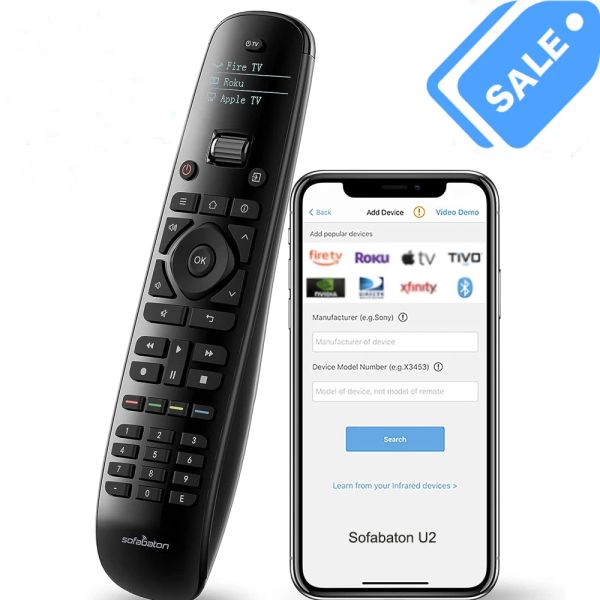 Controle Sofabaton Universal Remote Control com a configuração de aplicativos OLED Display, tudo em um controle remoto inteligente para até 15 entretenimentos