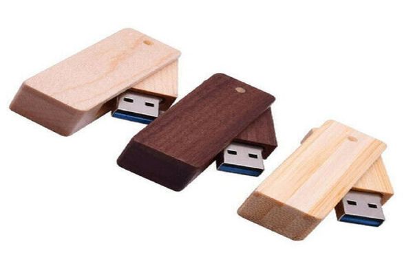 Пользовательский логотип деревянный поворотный палкой USB 20 флеш -ручки памяти 64G 128G 32G 8G 16G 1G6800608