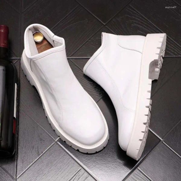 Sıradan Ayakkabı Bahar ve Sonbahar White Erkekler Yüksek Üst Sneakers Flats Hip Hop Loafers Yüksekliği Lncreasing Board Zapatillas Hombre