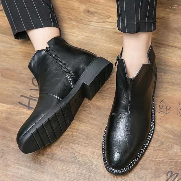 Casual Schuhe Plattform High Top Herbst Kleine Ledermodentrend vielseitiger japan koreanischer Businessanzug Männer