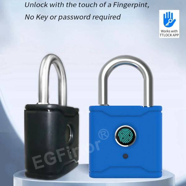 Steuerung Egfirtor Ttlock Bluetooth App Smart Vorhängeschloss Fingerabdruck Schloss Schlüssellose Mini -Taschen -Reisetasche Elektronische Türschloss