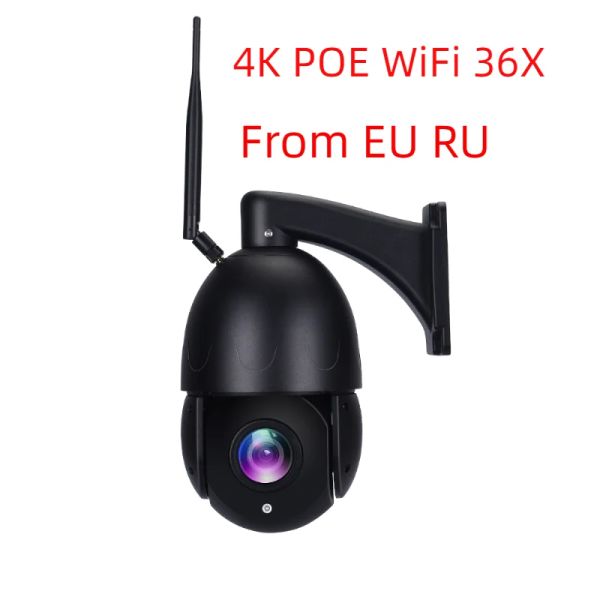 Câmeras 8MP Poe WiFi sem fio 36x Zoom Rastreamento humano Speed IP Dome Câmera 4K Ultra HD Power sobre Ethernet Câmera de vigilância