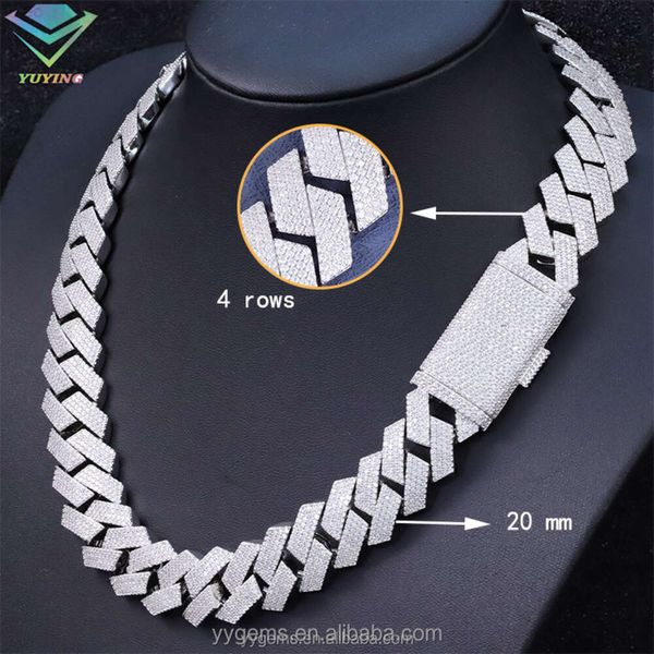 Heißversiegelter feiner Schmuck Halskette VVS Diamond Hip Hop VVS Moissanit Kubanische Verknüpfungskette 925 Sterling Silber