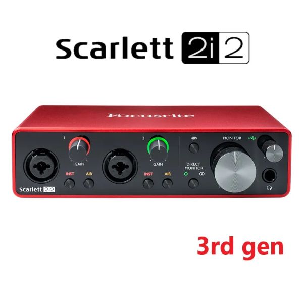 Amplificador focusrite scarlett 2i2 (3ª geração) interface de áudio externa placa de som usb gravação de guitarra foneco de fone de ouvido de áudio MIC Pré -amplificador pré -amplificador