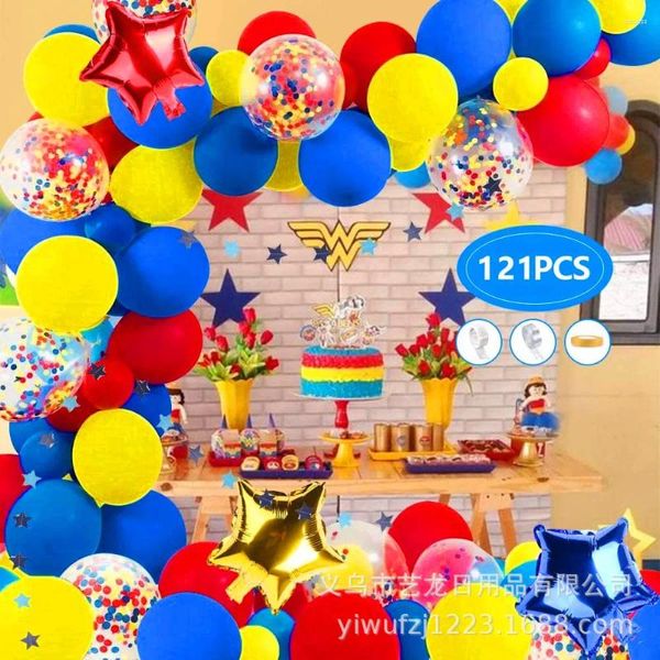 Party -Dekoration 121pcs Zirkus Carnival Balloons rot blau gelber Konfetti -Ballon -Bogen Kette für Babyparty Geburtstagdekoration