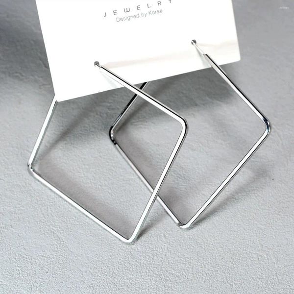 Orecchini a cerchio Trendy esagerato Big for Women Silver Color Square Geometric Hanging Dichiarazione Cool Gift Jewerly