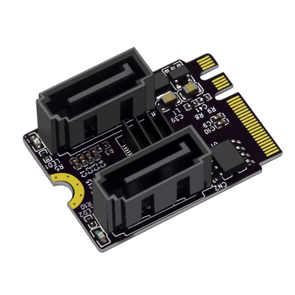 Kartenerweiterungskarte M2 (A+E -Schlüssel) zu Dual Port SATA3.0 Pcle 3.0 Key A+E WiFi M.2 zu SATA für NGFF 2230 SSD -Adapterkarte für PC -Computer