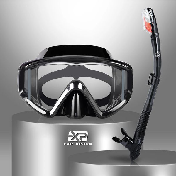 Сухой сноркел Set Pano 3 Window Snorkel Mask Mask Anti-Fog Scuba Diving Goggle и Snorkel Snorkeling Snorkeling Swim Mask с объективом ПК 240410