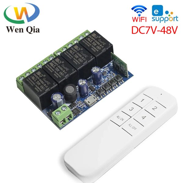 Controllo Controllo wireless Remoto DC 12V 24V 48V 4ch WiFi Smart Switch Modulo Smart Life Remote Control Timer Work con Alexa Google Home