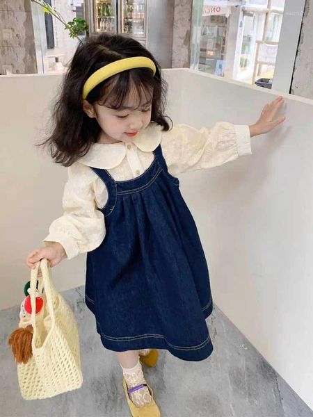 Set di abbigliamento per bambini autunnali ragazze 2 pezzi di vestiti set peter pennainhirt holid versatile principessa vestito a spillo bambine