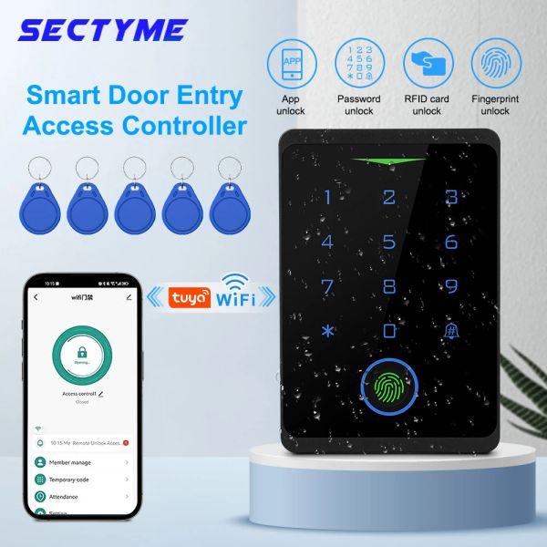 CONTROLLO Settyme Tuya WiFi Accesso Controllo impermeabile Impronta Impronta autonompad Smart Life Smart Remote Unlock EM RFID Card Porta Entrata