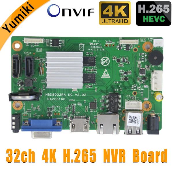 LENS H.265 32CH 4K NVR Rete Video Registratore Mainboard PCB Scheda PCB per il rilevamento del movimento della fotocamera IP OVNIF CMS XMEYE P2P Cloud