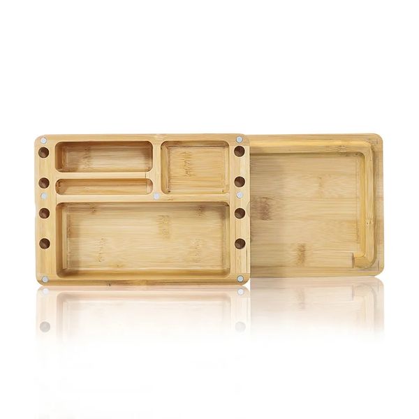 Economico 199*141 mm Materiale in legno di bambù Case di stoccaggio del fumo con console di sigarette con vaso di stoccaggio del vassoio naturale