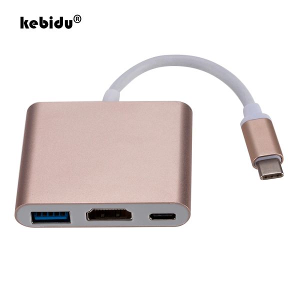 Hubs kebidu tipo C para USB 3.0 Conversor de adaptador de carregamento USBC 3.1 Adaptador de cubo para Mac Air Pro Huawei Mate10 Samsung S8 Plus