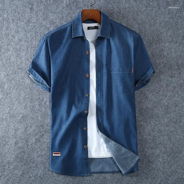 Herren lässige Hemden hellblau Denim Shirt L-8xl