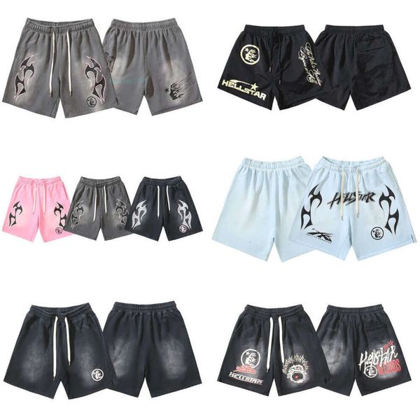 Hellstar shorts calças rastreio de traje de moletom masculino shorts roupas femininas de tecido lavado de tecido de rua vintage shirt shirt shirt shirt shirt shirt