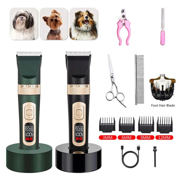 Clippers a 4 velocità per animali domestici Grooming ricaricabile e potenza di cura Display Cani tagliente per gatti Macchina per cani Professional Cane Trimmer