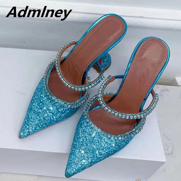 Slippers Shiny Lantejoura de calcanhar de calcanhar mulher Blingbling Poe T Ponte T SHIPPER PARTIMENTO CASTO SEXY CRISTAL BAND FORMA DATA