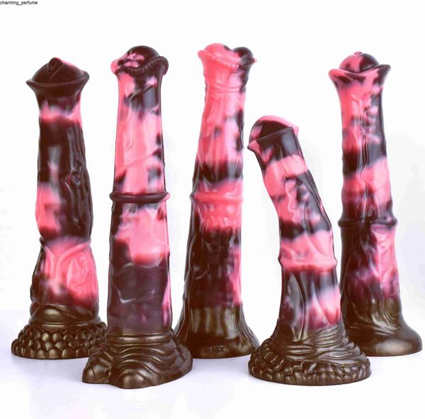 Dildoswith Horse Wholesale Dildoswith Usction Cup Silicone Multi-Color Long Penis Long Massage Massage Sex Toys