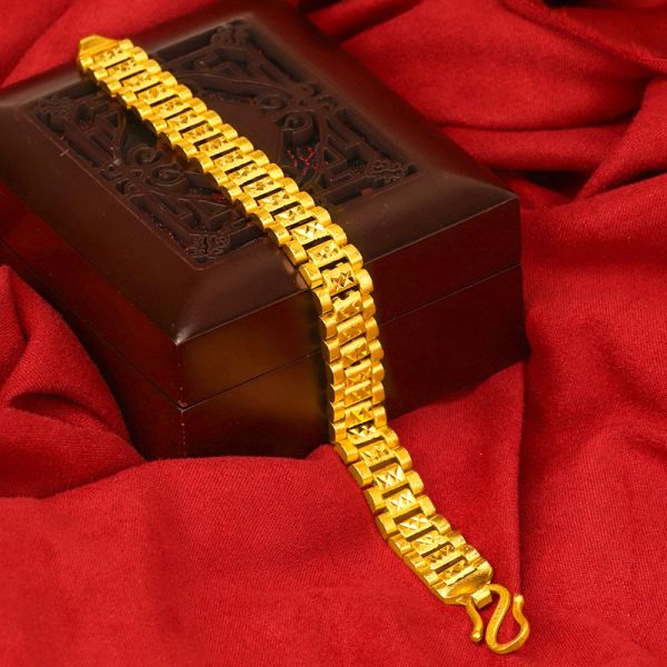 Strands 24k giallo oro orologio braccialetto per uomini bracciali maschio braccialena a mano di compleanno Gioielli di fidanzamento non dissolvenza