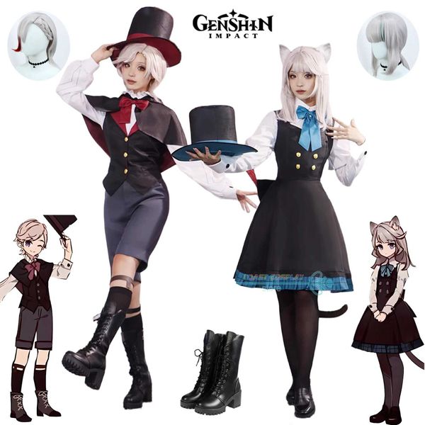 Костюмы аниме Lyney Cosplay Genshinimpact Lynette Lyney Comsplay Complay Come Fontaine Magician Anime Uniform Wig Suits Full Set Y240422