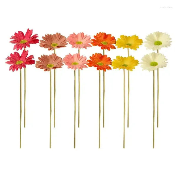 Dekorative Blumen 12pcs afrikanische Gänseblümchen Faux Bouquet gefälschter Hausgarten Hochzeitstisch DIY Simulationsdekor POFOGRAPS Requisiten