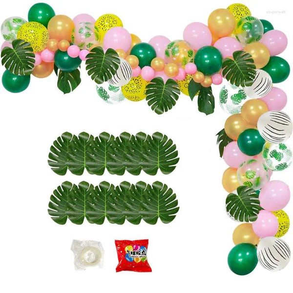 Party Dekoration Dschungelballons Girlandengewölbe Kit Pink Green Latex mit Palmblättern für Kinder Babyparty Tier Thema Dekor Dekor