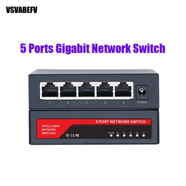 Переключатели Gigabit Network Switch 10/100/1000 Мбит/с. Адаптер Ethernet Adapter Mini 5 Port RJ45 LAN Hub Fast Switch Bandwidth 10G Full Duplex