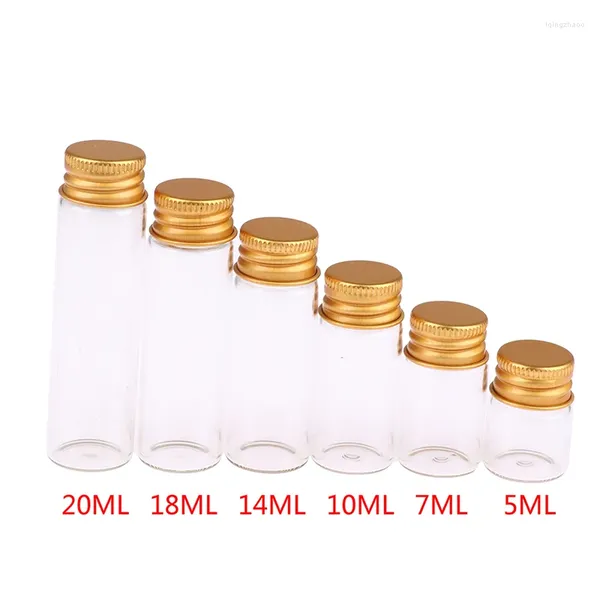 Depolama şişeleri 10 parça 5ml/7ml/10ml/14ml/18ml/20ml Cam Alüminyum Kapaklı Küçük Mini Kavatalar 6 Boyutlar U-Pick