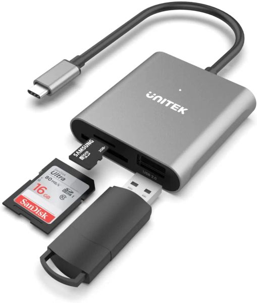 Lettori unitek 3in1 scheda lettore tipo C 3.1 a scheda TF Micro SD SD USB 2.0 Adattatore di memoria hub per accessori per telefoni cellulari per laptop per PC