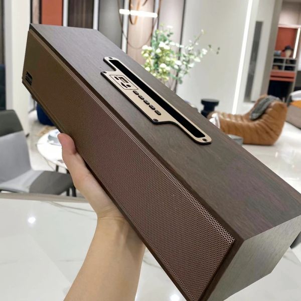 Lautsprecher tragbarer FM -Radio Retro Wood Computer Bluetooth Lautsprecher HiFi Stereo Doppelhorn Schwerer Subwoofer Outdoor Card Sound Bar USB