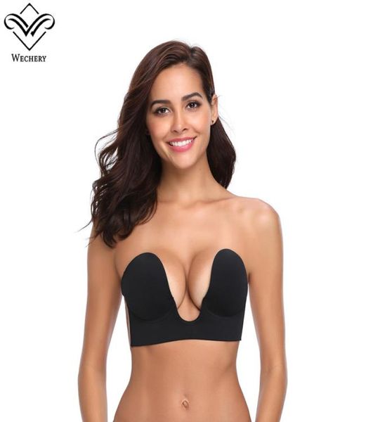 Wechery Plunge U sexy invisibile reggiseno adesivo reggiseno reggiseno senza spalline push up bralette reggiseni sexy per bikini abiti da festa per matrimoni3630915