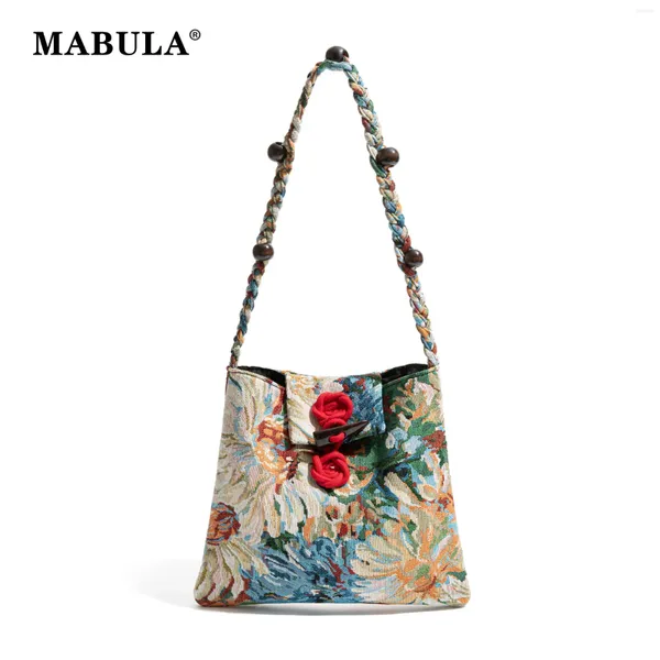 Mabula cowining dipinto unico di fiore di floreali di fiore di hobo design estetico design cinese squisito squisito borsetta chic shopper pack